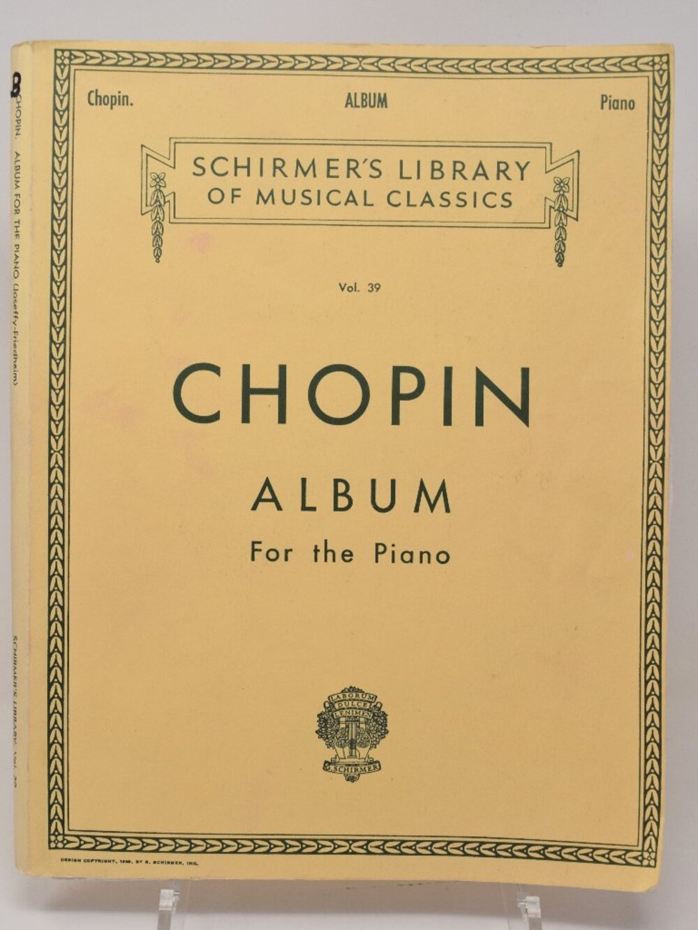 Chopin Album for Piano Schirmer Library Musical Classics Vol 39 Home School Pbk